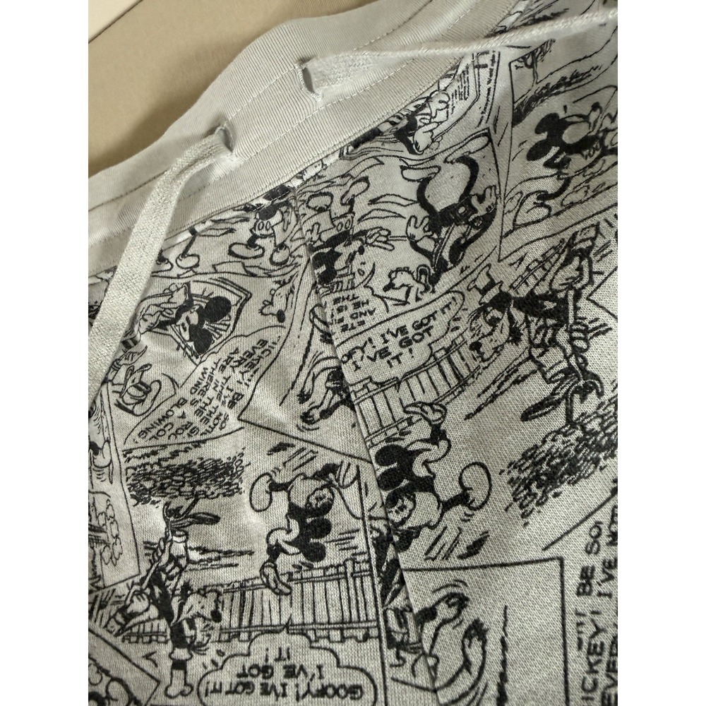 Disney Shorts Adult Large Grey Mickey Text All Over Print Drawstring Relax Mens - Picture 6 of 12